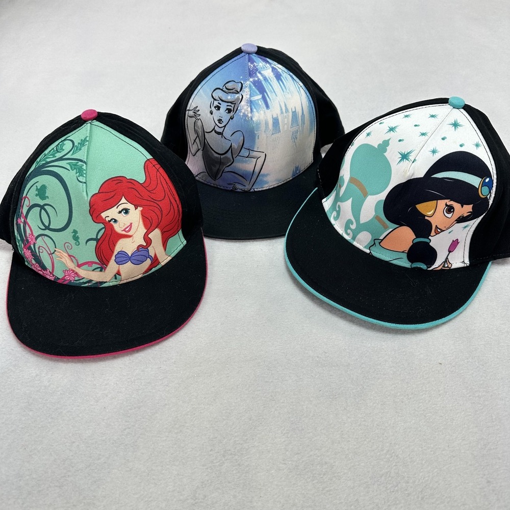 Disney Princess Hat Cap Snap Back Ariel Cinderella Jasmine Graphic Youth Fun